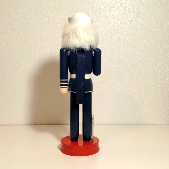 Nutcracker holiday Christmas gift wood U.S. Navy navy blue white military used - Picture 5 of 7